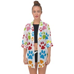 Paw Print Open Front Chiffon Kimono by artworkshop