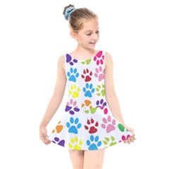 Paw Print Kids  Skater Dress Swimsuit by artworkshop