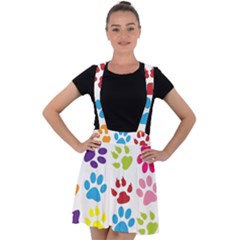 Paw Print Velvet Suspender Skater Skirt by artworkshop