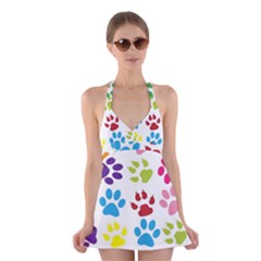 Paw Print Halter Dress Swimsuit  by artworkshop