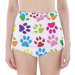 Paw Print High-waisted Bikini Bottoms by artworkshop