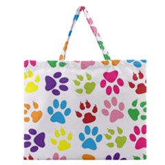 Paw Print Zipper Large Tote Bag by artworkshop