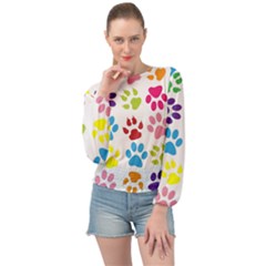 Paw Print Banded Bottom Chiffon Top by artworkshop