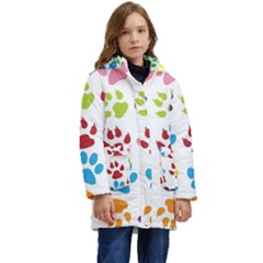 Paw Print Kid s Hooded Longline Puffer Jacket by artworkshop