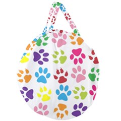 Paw Print Giant Round Zipper Tote by artworkshop