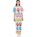 Paw Print Batwing Lightweight Chiffon Jumpsuit View1