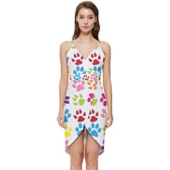 Paw Print Wrap Frill Dress by artworkshop