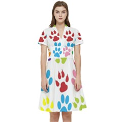 Paw Print Short Sleeve Waist Detail Dress by artworkshop