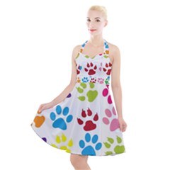 Paw Print Halter Party Swing Dress  by artworkshop