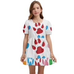 Paw Print Kids  Short Sleeve Dolly Dress by artworkshop