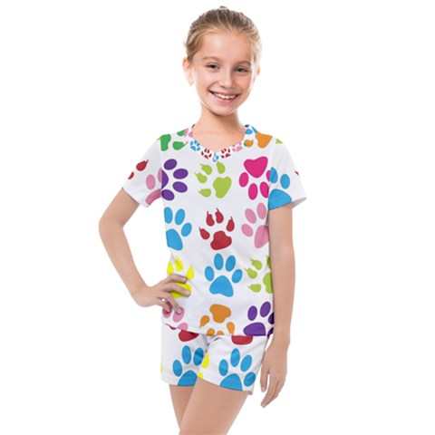 Paw Print Kids  Mesh Tee And Shorts Set by artworkshop