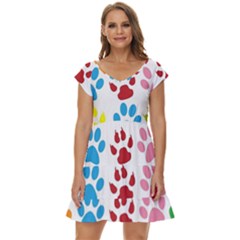 Paw Print Short Sleeve Tiered Mini Dress by artworkshop