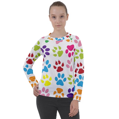 Paw Print Women s Long Sleeve Raglan Tee by artworkshop