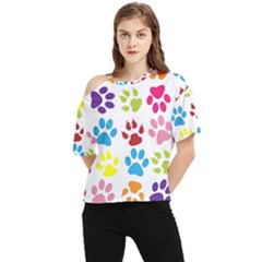 Paw Print One Shoulder Cut Out Tee by artworkshop