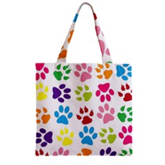 Paw Print Zipper Grocery Tote Bag by artworkshop