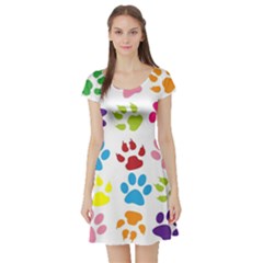 Paw Print Short Sleeve Skater Dress by artworkshop