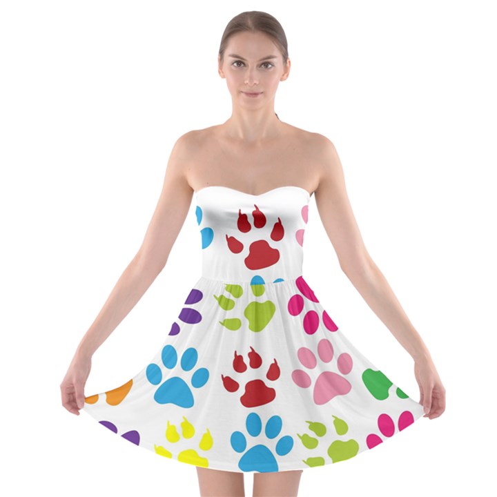 Paw Print Strapless Bra Top Dress