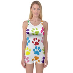 Paw Print One Piece Boyleg Swimsuit by artworkshop