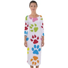 Paw Print Quarter Sleeve Midi Bodycon Dress by artworkshop