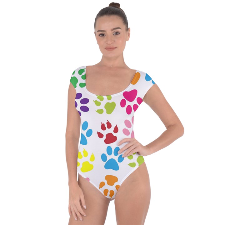 Paw Print Short Sleeve Leotard 