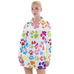 Paw Print Women s Long Sleeve Casual Dress by artworkshop