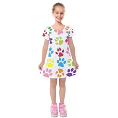 Paw Print Kids  Short Sleeve Velvet Dress by artworkshop