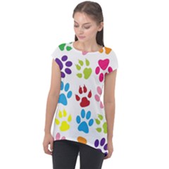 Paw Print Cap Sleeve High Low Top by artworkshop