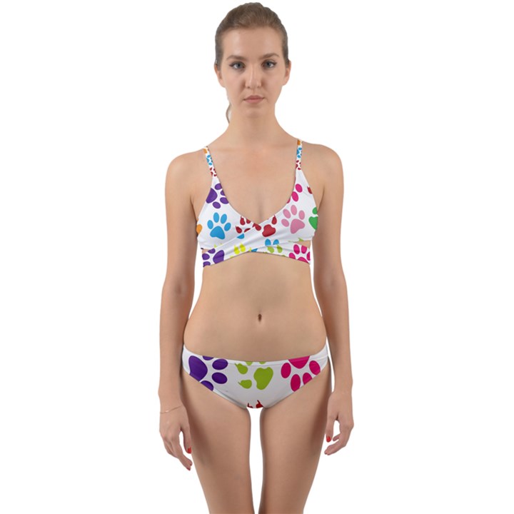 Paw Print Wrap Around Bikini Set