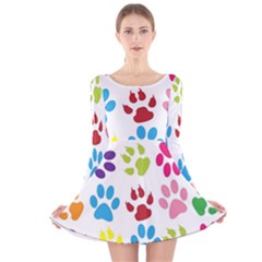 Paw Print Long Sleeve Velvet Skater Dress by artworkshop