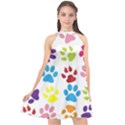 Paw Print Halter Neckline Chiffon Dress  View1