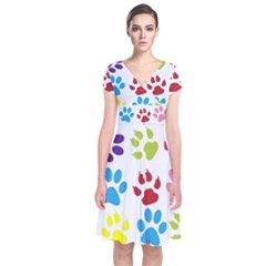 Paw Print Short Sleeve Front Wrap Dress by artworkshop