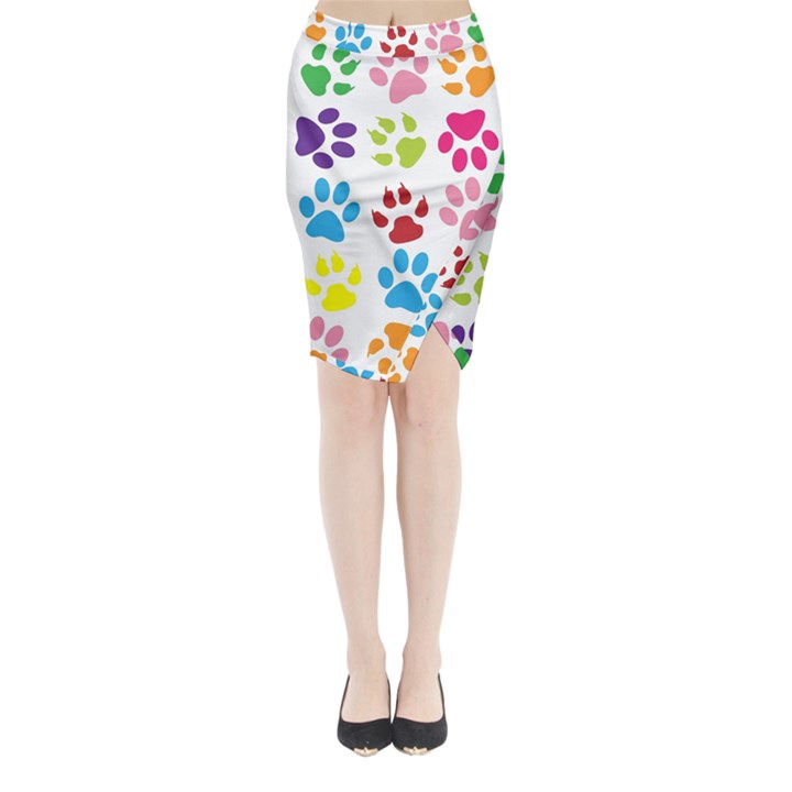 Paw Print Midi Wrap Pencil Skirt