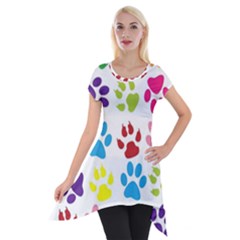 Paw Print Short Sleeve Side Drop Tunic by artworkshop