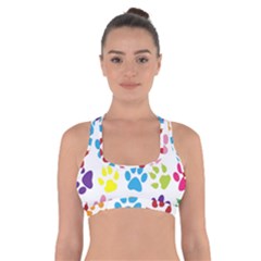 Paw Print Cross Back Sports Bra by artworkshop