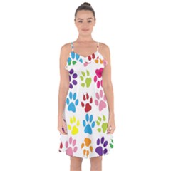 Paw Print Ruffle Detail Chiffon Dress by artworkshop