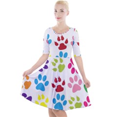 Paw Print Quarter Sleeve A-line Dress by artworkshop