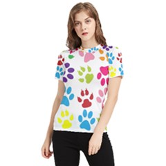 Paw Print Women s Short Sleeve Rash Guard by artworkshop