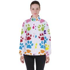 Paw Print Women s High Neck Windbreaker by artworkshop