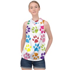 Paw Print High Neck Satin Top by artworkshop