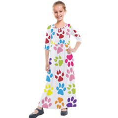 Paw Print Kids  Quarter Sleeve Maxi Dress by artworkshop