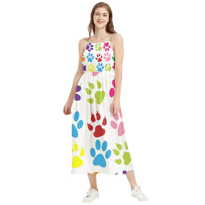 Paw Print Boho Sleeveless Summer Dress