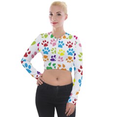 Paw Print Long Sleeve Cropped Velvet Jacket by artworkshop