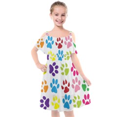 Paw Print Kids  Cut Out Shoulders Chiffon Dress by artworkshop