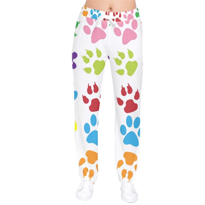 Paw Print Women velvet Drawstring Pants