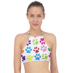 Paw Print Racer Front Bikini Top by artworkshop