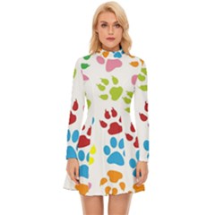 Paw Print Long Sleeve Velour Longline Dress by artworkshop