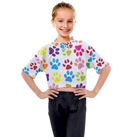 Paw Print Kids Mock Neck Tee by artworkshop