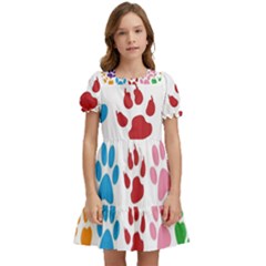 Paw Print Kids  Puff Sleeved Dress by artworkshop