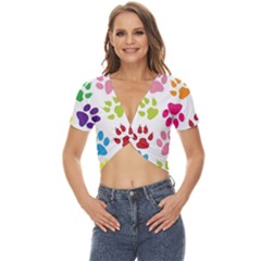 Paw Print Twist Front Crop Top by artworkshop