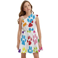 Paw Print Kids  One Shoulder Party Dress by artworkshop